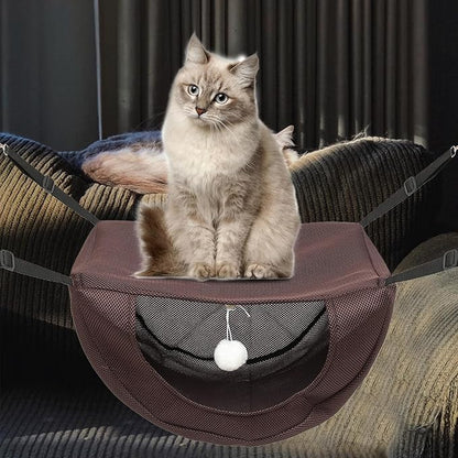 Small Coffee Breathable Mesh Cat Cage Hammock Bed, Machine Washable Summer Pet Sleeping Nest for Kittens and Small Pets