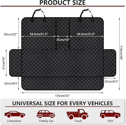 Dog Car Seat Cover for Back Seat, Waterproof Back Seat Cover for Dogs, Scratchproof Bench Seat Cover, Backseat Protector Fits Middle Armrest, Portable Dog Hammock, Suitable for Cars SUVs Trucks