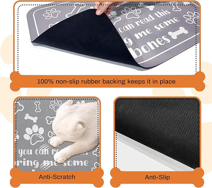 Pet Feeding Mat for Floors Waterproof Dog Mat for Food and Water Absorbent Quick Dry Non Slip mat for Cat Bowls