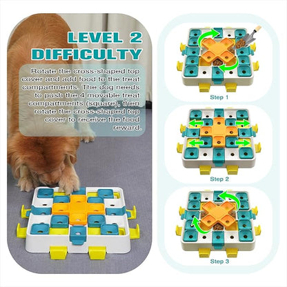 KADTC Large Size Dog Puzzle Toy, 2 Levels of Step-by-Step Challenge, 4 Ways to Play for Dogs Beginner to Advanced Mental Stimulation Toys, U.S. Brand
