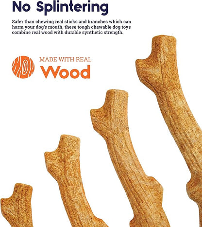 Outward Hound by Petstages Super Dogwood Durable Dog Chew Toy, Extra Small - Long Lasting Chew Stick Made with Real Wood - USA Made, XS