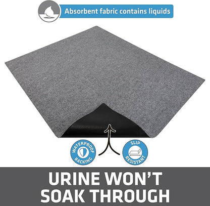 Drymate Cat Litter Box Mat, Litter Trapping Mat, Waterproof, Urine-Proof, Absorbent, Machine Washable, Soft on Paws, Contains Mess, Protects Floors, Kitten Supplies, Light Grey, 29x36 XL