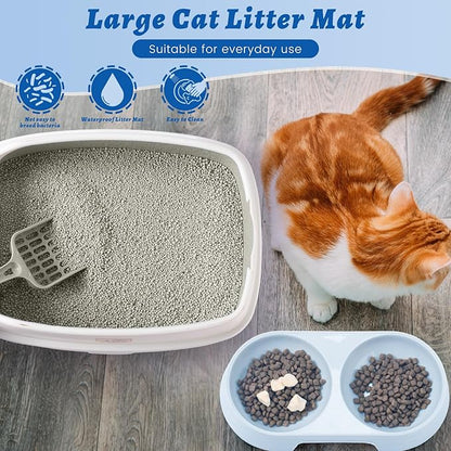 Sliner 7 Pcs Kitten Litter Box Starter Kit, 2 Plastic Small Kitty Litter Box Training Low Entry with Scoop, 2 Double Cat Bowl and Mat for Kitten Indoor(Gray)