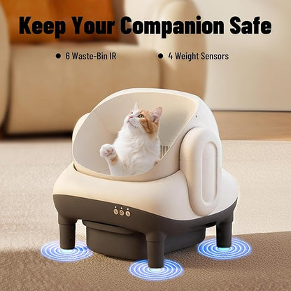 Large Automatic Litter Box Open Top, MeowWhimsy S7 Pro Self Cleaning Litter Box, App Control-No Scoop, Odor-Free, Extra Large Electric Kitty Litter-Boxes for Multi-Cat, Includes Pedal Mat, Bags
