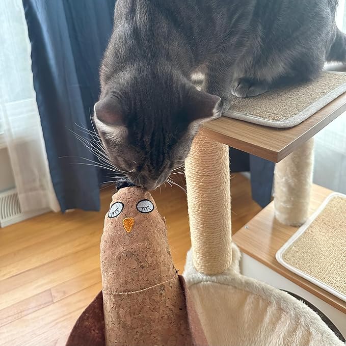 SPOT Corkies Hug N Kick Catnip Cat Toy – Natural Cork and Feathers, Engaging Enrichment for Cats, Promotes Activity, Eases Stress, Ideal for Indoor Pets, Assorted Styles, 1 Piece