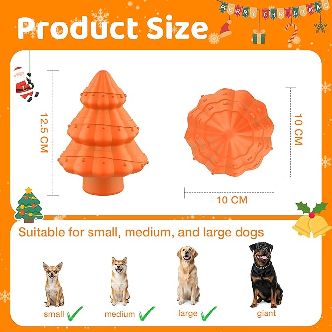 Dog Chew Toy-Tough&Durable Dog Toys for Aggressive Chewers,Christmas Tree Style&Beef Smell Squeaky Chew Toy -for Small Medium and Large Dogs.