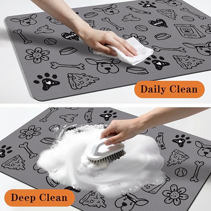 Pet Feeding Mat for Floors Waterproof Dog Mat for Food and Water Absorbent Quick Dry Non Slip mat for Cat Bowls