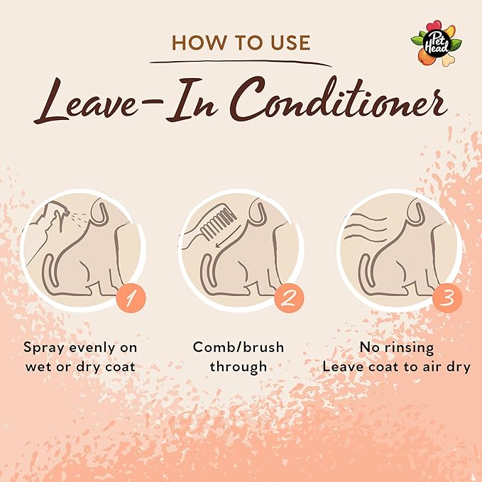 Pet Head Quick Fix Leave-in Conditioner Spray for Dogs | Peach Scent | Repairs, Detangles and Softens Fur | Detangling Spray | for Grooming Wet or Dry Dog Coats | No Rinsing Required | 10.1 fl oz.