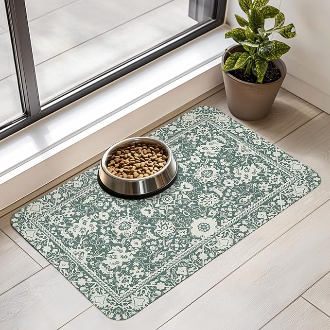 Dog Food Mat for Floors Waterproof Pet Placemat Cat Feeding Bowls Mats for Food and Water, Eco-Friendly Dog Accessories Diatomite Pets Supplies 16" X 24"