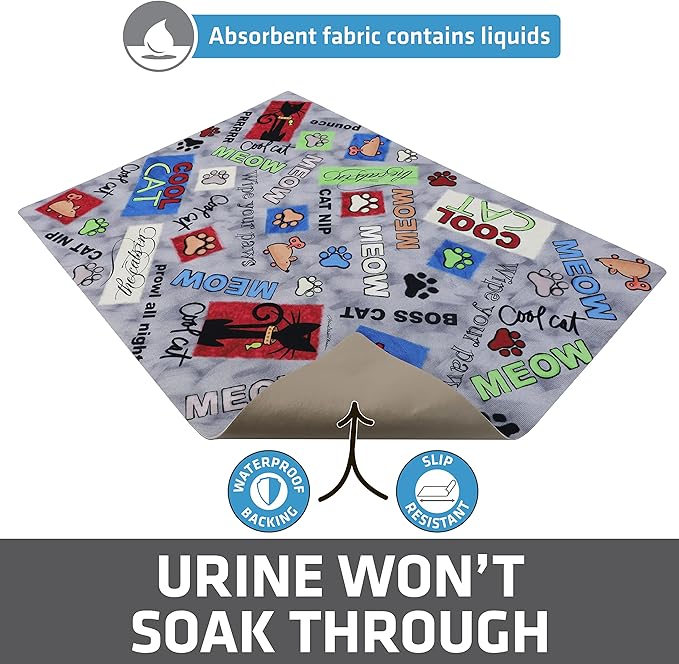 Drymate Cat Litter Box Mat, Litter Trapping Mat, Waterproof, Urine-Proof, Absorbent, Machine Washable, Soft on Paws, Contains Mess, Protects Floors, Kitten Supplies, Multicolor, 20x28