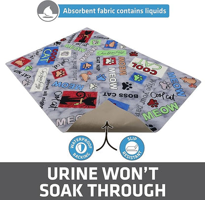 Drymate Cat Litter Box Mat, Litter Trapping Mat, Waterproof, Urine-Proof, Absorbent, Machine Washable, Soft on Paws, Contains Mess, Protects Floors, Kitten Supplies, Multicolor, 20x28