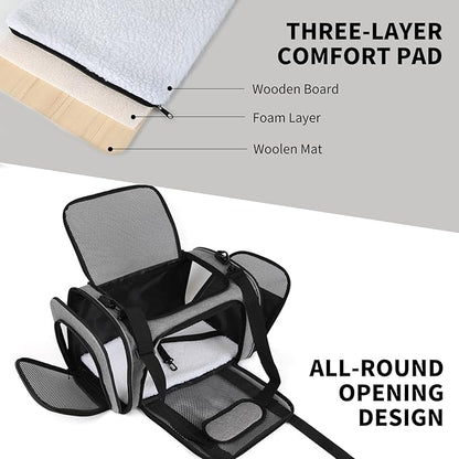 Carriers Soft-Sided Pet Carrier for Medium Large Cats Dogs 15lbs 20lbs,Ventilated Design,Portable Carry Handle,Collapsible Carrier for Kitten Puppy(X-Large,Grey&Black)