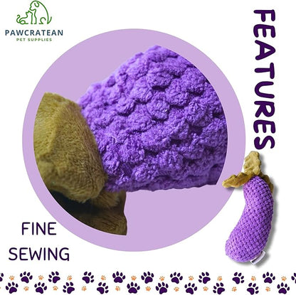 7" Squeaky Plush Toy for Puppies Small Dogs Self Etertainment Washable Soft Made [PET ONLY] (Eggplant)