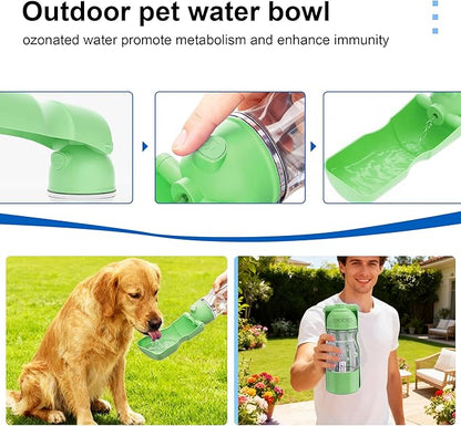 Portable Dog Water Bottle Active Oxygen Puppy Water Bowl & Dispenser for Travel, Improves Taste and Boosts Immunity for Pet Health Care Water Bottle (A-013B-Green)