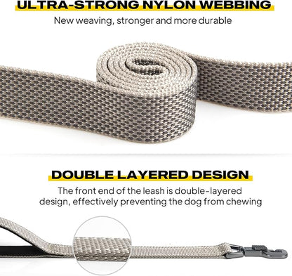 Fida 4 FT Heavy Duty Dog Leash with 2 Comfortable Padded Handles, Traffic Handle & Advanced Easy Snap Hook, Reflective Walking Lead for Large, Medium & Small Breed Dogs, Grey