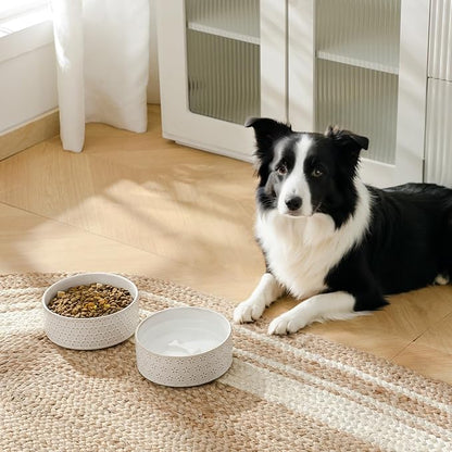 MALACASA Ceramic Dog Food Bowl, 3.5 Cups or 32oz Dog Food Water Dish for Mudium Breeds, Pet Bowl Dishwasher & Microwave Safe, Honeycomb, Series Lydia
