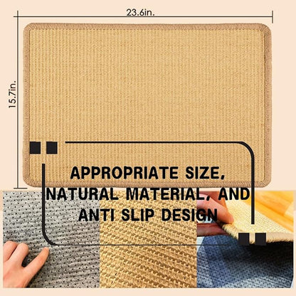 Cat Scratch Mat,23.6 X 15.7 Inch, Natural Sisal Cat Scratching Mat with Jute Border,Protect Sofas, Carpets,Floor, and cat Paws,Beige