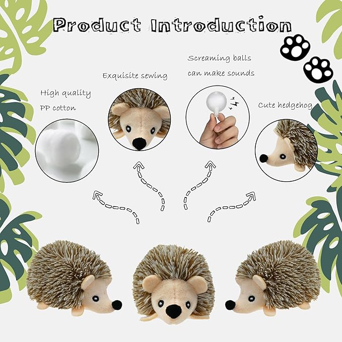 Hide and Seek Dog Toys, Mushroom Crinkle Paper Hideaway with 5 Pack Squeaky Hedgehogs Interactive Plush Puzzle Puppy Chew Toy to Keep Them Busy for Small Medium Large Dogs