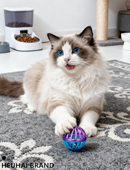 14 Pcs Cat Toys Indoor Kittens BPA-Free Jingle Balls Plush Balls Catnip Feather Mice for Play Chase Relax (1.5'' - 2.2'')
