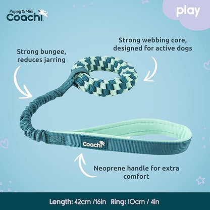 Coachi Puppy & Mini Tuggi Helix - Lightweight, Tough Dog Toy, Safe & Fun, Stretchy Bungee Handle, Reward Training, Recall, Agility, Interrupt Biting & Chewing. Suitable for Small Dogs & Puppies