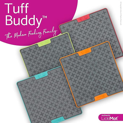 Lickimat Tuff, Heavy-Duty Buddy, Dog Slow Feeder Lick Mat, Boredom Anxiety Reducer; Perfect for Food, Treats, Yogurt, or Peanut Butter, Fun Alternative to a Slow Feed Dog Bowl, Red