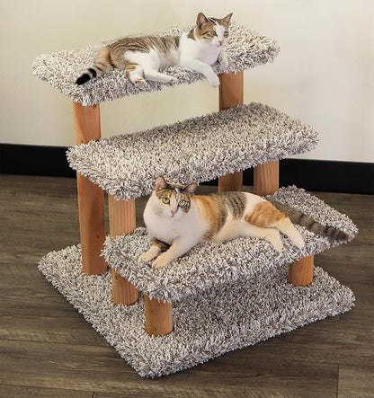 Solid Wood Stairs for Cats and Dogs, Gray Speckled