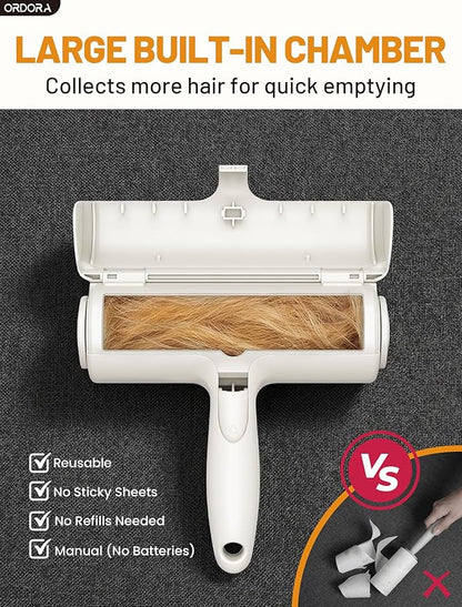 ORDORA Pet Hair Removal Tool: Reusable Lint Roller for Pet Hair - Portable Pet Hair Remover - Dog and Cat Hair Remover for Couch, Bedding, Car, Rugs & Furniture, Eco-Friendly, for Multi-Pet Homes