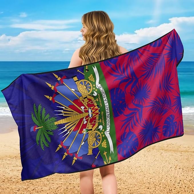 SEANATIVE Flag of Haiti Car Cushion Towels Auto Seat Protectors - Absorber Towel for Car Wash Car Seat Covers, Post-Workout & Dog Owners (33.1" x 60.67")