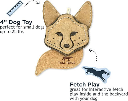 Tall Tails Dog Natural Leather Scrappy Fetch Toy for Dogs, Fox