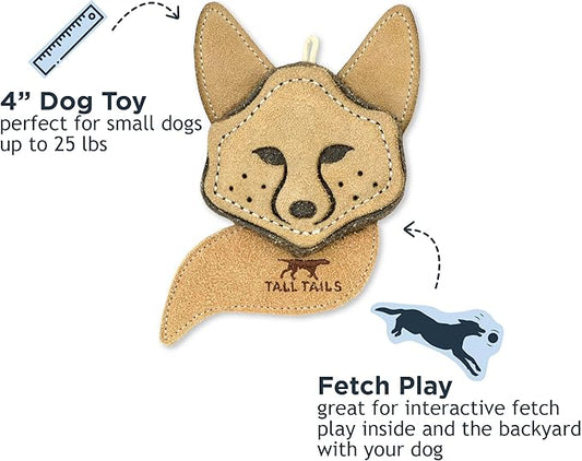 Tall Tails Dog Natural Leather Scrappy Fetch Toy for Dogs, Fox
