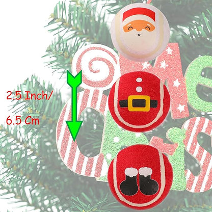 LUCKITTY 3 Packs Christmas Dog Tennis Balls Interactive Toy Puppy for Small Medium Dogs Training Playing- Santa Claus Patterns 2.5 Inch