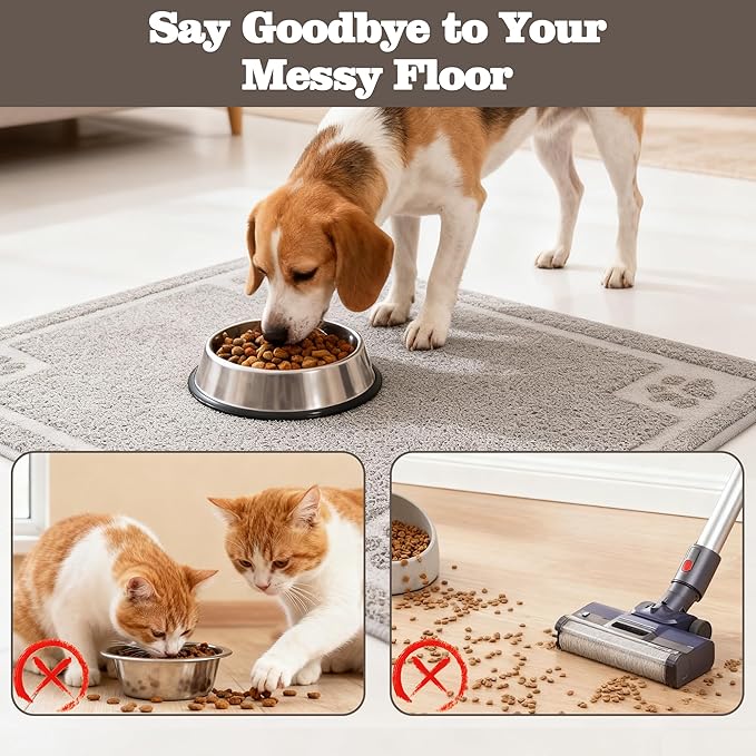 Darkyazi Pet Feeding Mat Large for Dogs and Cats,24"×36" Flexible and Easy to Clean Feeding Mat,Best for Non Slip Waterproof Feeding Mat (Gray Sand)