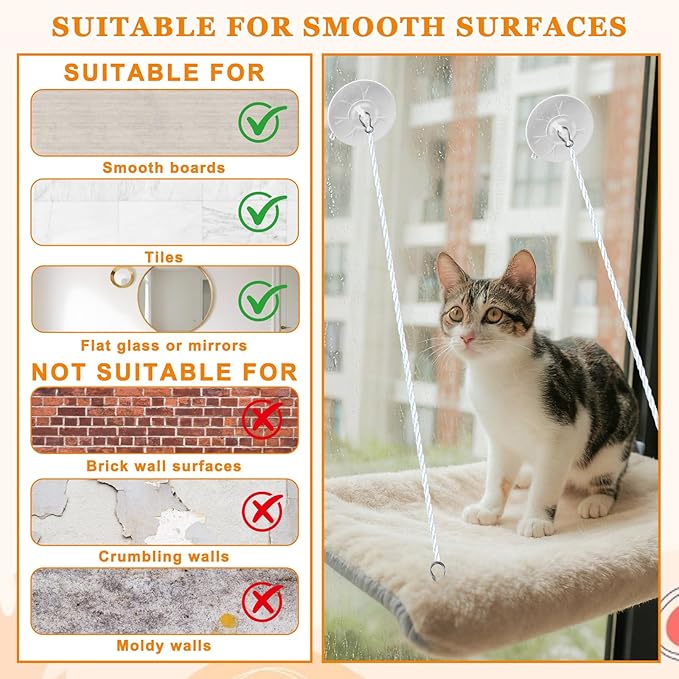 4 PCS Cat Window Perch Suction Cup Strong Cat Window Bed Seat Replacement Suction Cup Perch Powerful Cats Windows Bed Replacement Suckers for Hammock Hanging Pet Supplies Indoors,2 Styles
