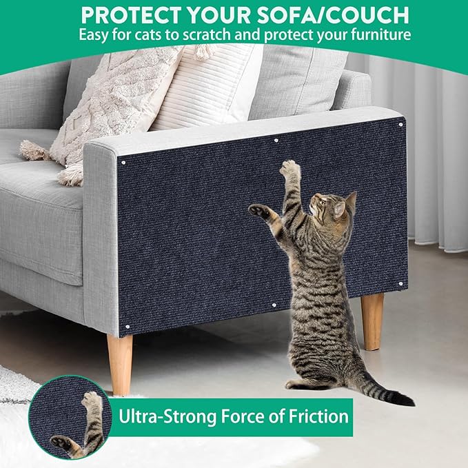 Cat Scratcher Mat, 78.7"x15.8" Cat Scratch Couch Furniture Protector, Trimmable Cat Scratch Carpet, DIY Climbing Cat Scratch Mat for Covering Cat Post, Wall & Door Protector from Cat Claws (Dark Blue)