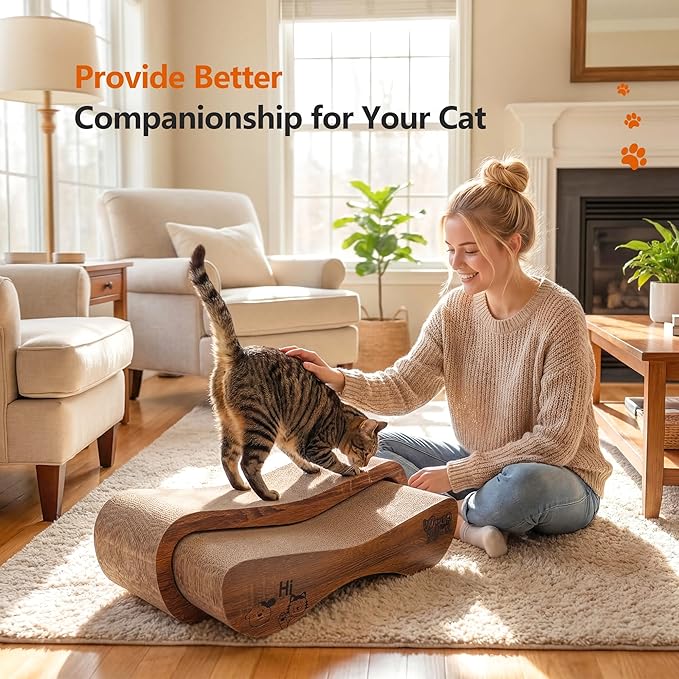 Cat Scratcher 2 in 1 Scratchers for Indoor Cats Scratching Board Cardboard, Horizontal Corrugated Scratch Pad for Cats as Beds & Furniture Reversible Sofa Scratch