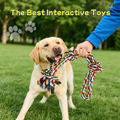 Rocfish 4 Pack Dog Rope Toys for Aggressive Chewers, Nearly Indestructible Tug of War Toys for All Dog Sizes, 100% Cotton Teeth Cleaning Chew Rope, Heavy Duty Tug Toy to Relieve Dog Boredom