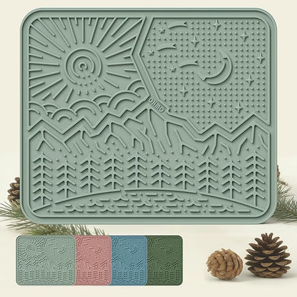 OHMO Lick Mat for Dogs and Cats Nature Design(Extra Large 1pc) Easy to Clean Pet Slow Feeder with Suction Cups, Enrichment for Anxiety Relief and Boredom Reduction(Sage Green)