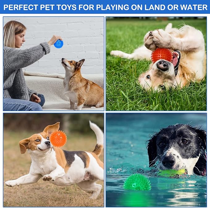 Hanaive 36 Pcs Squeaky Balls for Dogs Squeaky Dog Toys Bulk 2.5 Inch Spiky Pet Chew Balls Interactive Fetch Toys for Puppy Cleans Teeth and Training