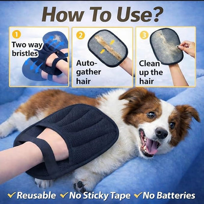 4 Pack Pet Hair Removal Glove for Dogs & Cats, 4 Designs Electrostatic Magic Brush Pet Hair Remover, Reusable Dog Hair Remover, Washable Pet Grooming Tools for Carpet, Sofa, Clothes & Car Seats