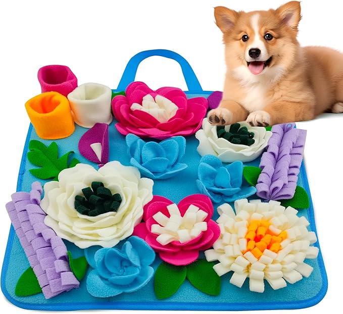 Snuffle Mat for Dogs Sniffing Feeding Mat for Small and Medium Breed Dogs and Cats Non-Slip/Portable/Durable Interactive Puzzle Pet Puppies Toys Encourages Natural Foraging Skills