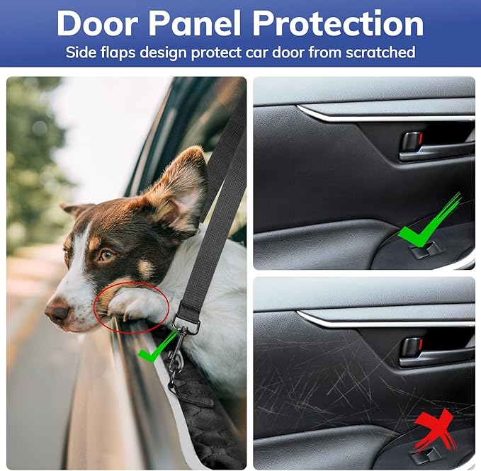 Mancro Truck Back Seat Pet Cover for Dogs, XXL Dog Hammock for Truck with Zipper Side Flap, Waterproof Floor Covers for Full Size Crew Cab Trucks with Fold Up Seats, Fit for Ford F150 Accessories