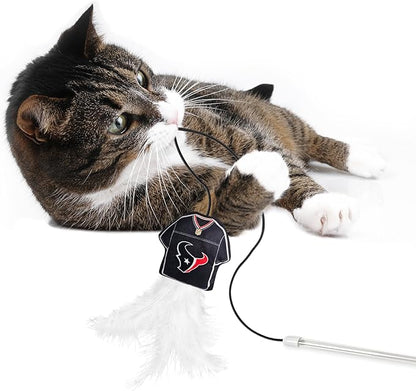 NFL Houston Texans Team Jersey Wand with CAT NIP, Cat Toy Jersey Shaped Plush Teaser Toy for Cats & Kittens - Interactive Pet Toy for Play & Exercise