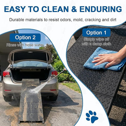 Dog Ramp for Car 71" X 17.6" Extra Long Folding Aluminum Pet Ramp for Large Dogs up to 250 LBS, Portable Waterproof Dog Ramps for SUV Truck and High Bed