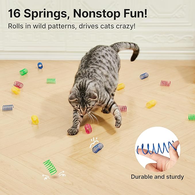 Potaroma Cat Toys Pack for Indoor Cats, 28PCS Interactive Kitten Accessories with Feather Balls, Catnip Mice, Colorful Springs – Starter Kitten Toy Stuff Set, Bored Kitty Must-Have Supplies