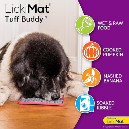 LickiMat Tuff, Heavy-Duty Buddy, Dog Slow Feeder Lick Mat, Boredom Anxiety Reducer; Perfect for Food, Treats, Yogurt, or Peanut Butter, Fun Alternative to a Slow Feed Dog Bowl, Green
