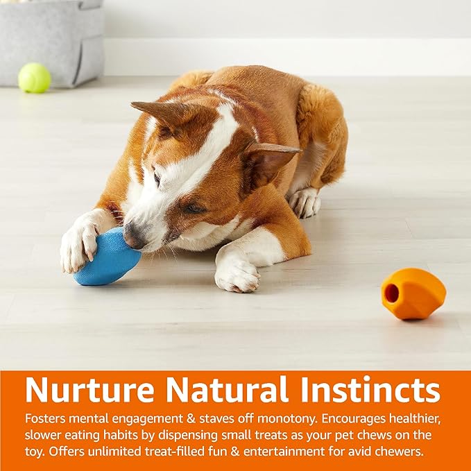 Amazon Basics Interactive Durable Natural Rubber Dog Treat Dispensing Enrichment Chew Toy for Medium Dogs, Multi Color, 2-Pack