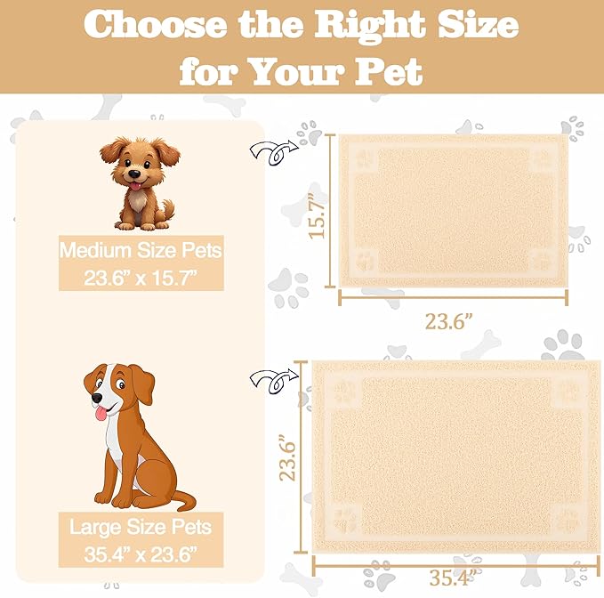 Darkyazi Pet Feeding Mat Large for Dogs and Cats,24"×36" Flexible and Easy to Clean Feeding Mat,Best for Non Slip Waterproof Feeding Mat (Beige)
