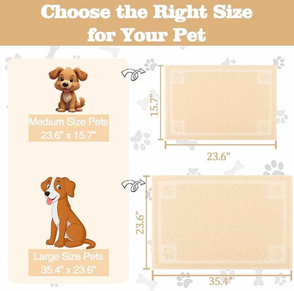 Darkyazi Pet Feeding Mat Large for Dogs and Cats,24"×36" Flexible and Easy to Clean Feeding Mat,Best for Non Slip Waterproof Feeding Mat (Beige)
