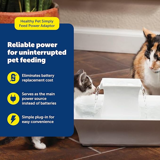 PetSafe Healthy Pet Simply Feed Power Adaptor - Durable OEM Food Dispenser Adaptor - Travel-Friendly Spare Charger with Versatile Voltage Compatibility - Additional Power Source Minimizes Downtime