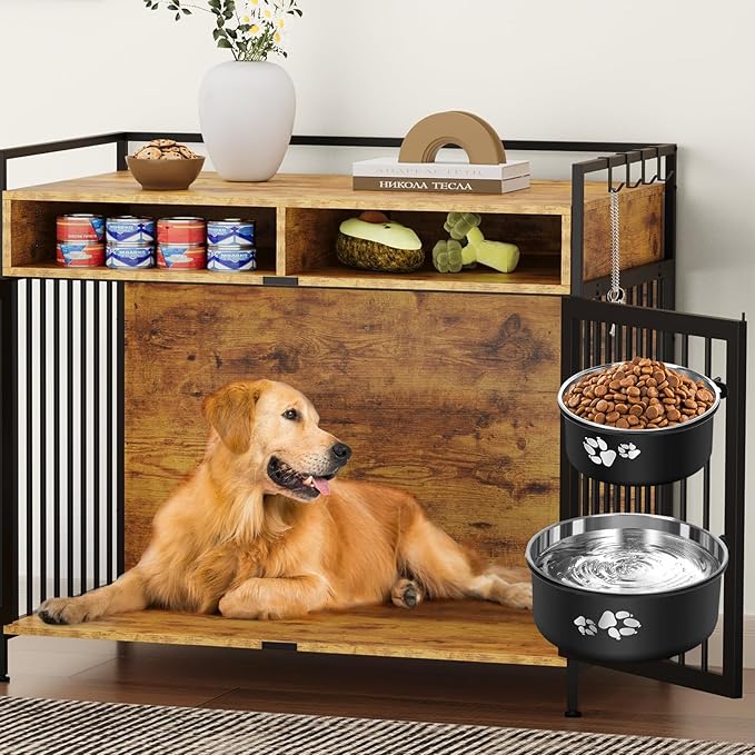 2 Pack Kennel Water Bowl,2-in-1 Stainless Steel Dog Crate Water Bowl No Spill,Hanging Dog Bowls for Kennel Cage,Metal Pet Food Feeder Dish with Non-Slip Base for Dogs Cats Bunny Ferret Bird